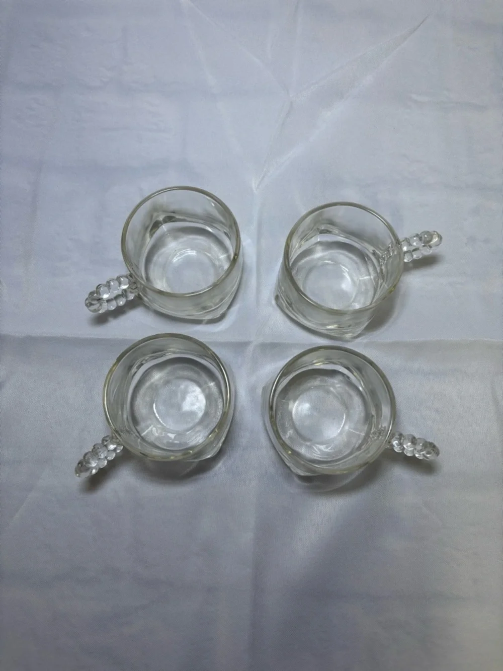 Set of 4 Vtg Hazel Atlas Glass Snack Luncheon Plates Sip And Smoke Ball & Rib